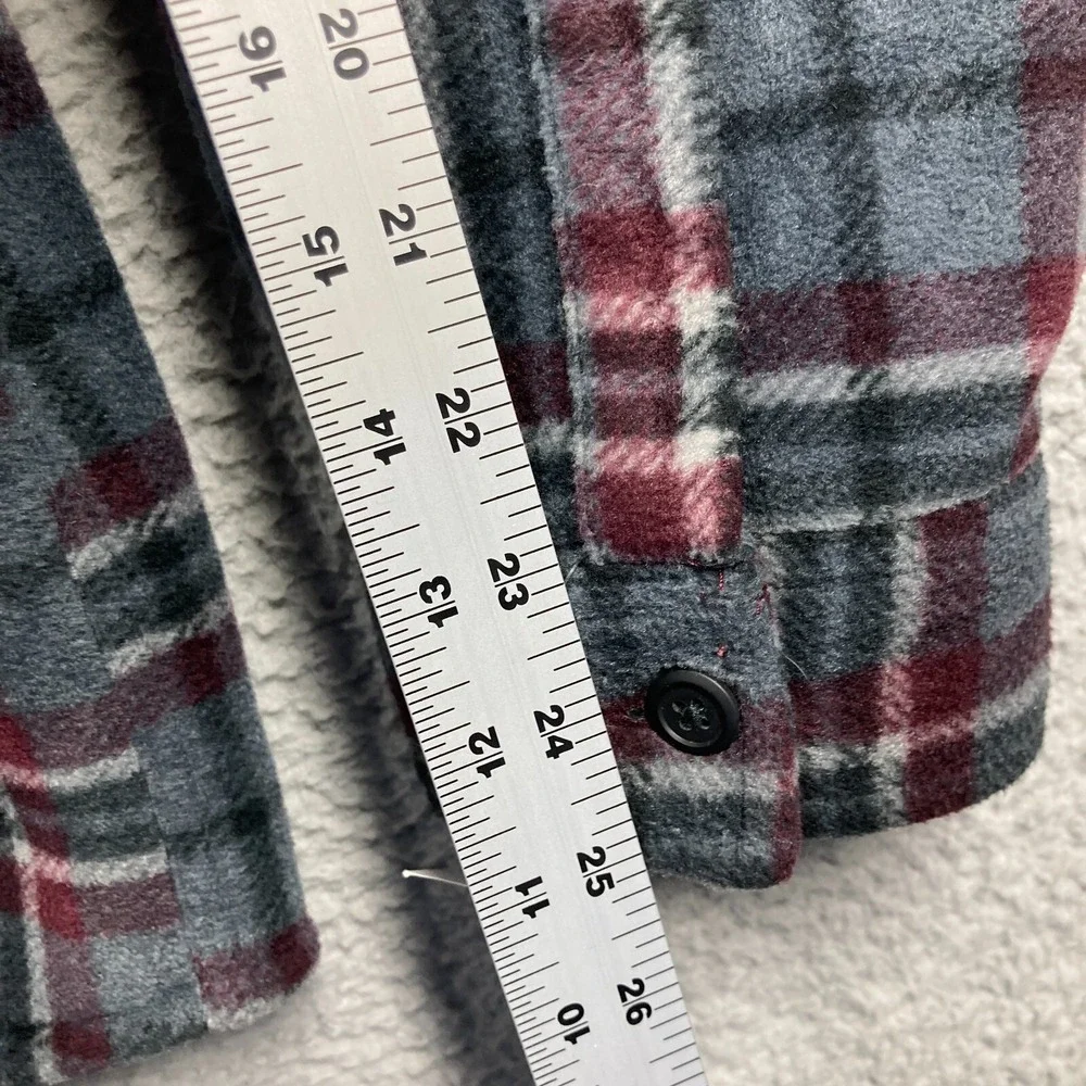 Anchorage Expedition Brand Shirt Jacket Mens L NEW Gray‎ Burgundy Plaid Sherpa